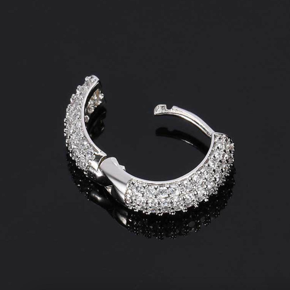 Men’s Iced Hoop Earrings – CZ Pavé Hip Hop Huggie Hoops