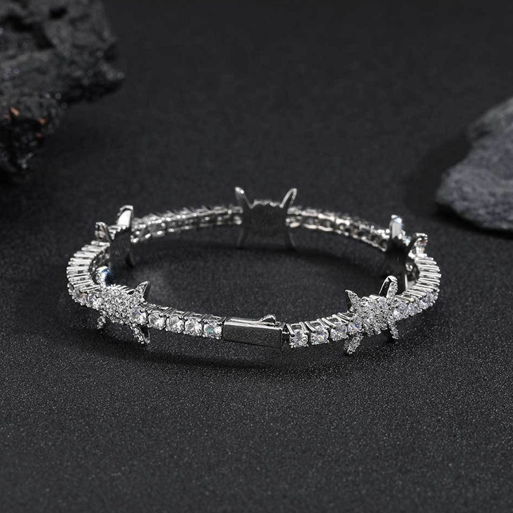 Men’s Iced Thorns Tennis Bracelet – CZ Pavé Hip Hop Chain