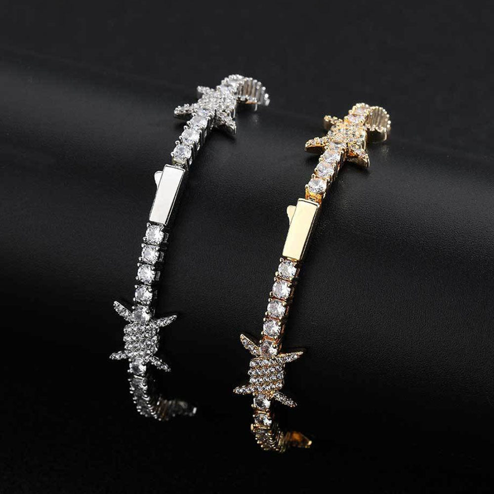 Men’s Iced Thorns Tennis Bracelet – CZ Pavé Hip Hop Chain
