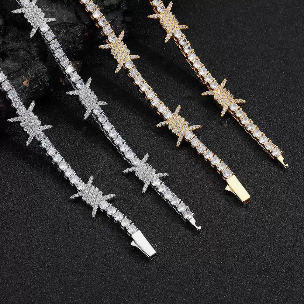 Men’s Iced Thorns Tennis Bracelet – CZ Pavé Hip Hop Chain