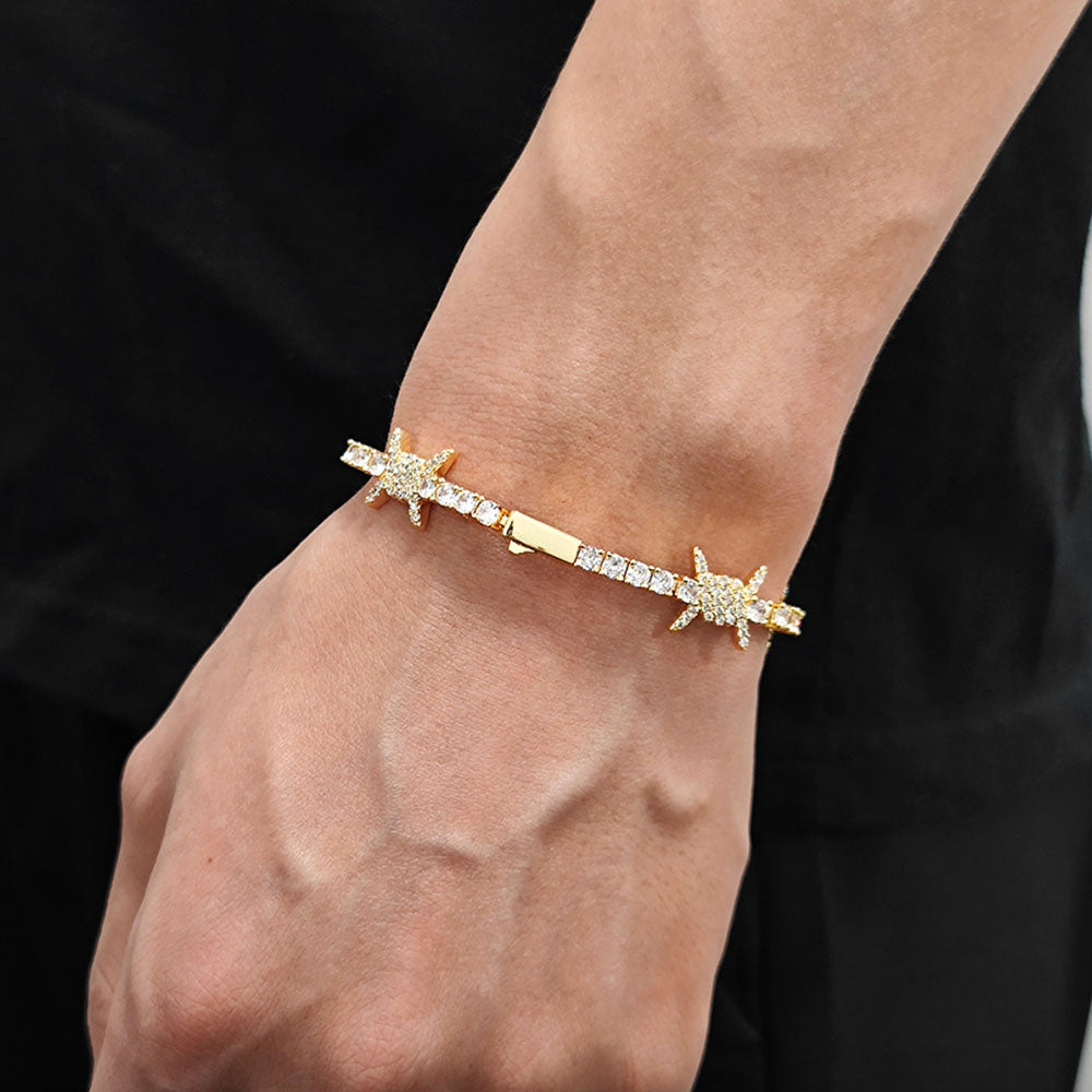 Men’s Iced Thorns Tennis Bracelet – CZ Pavé Hip Hop Chain