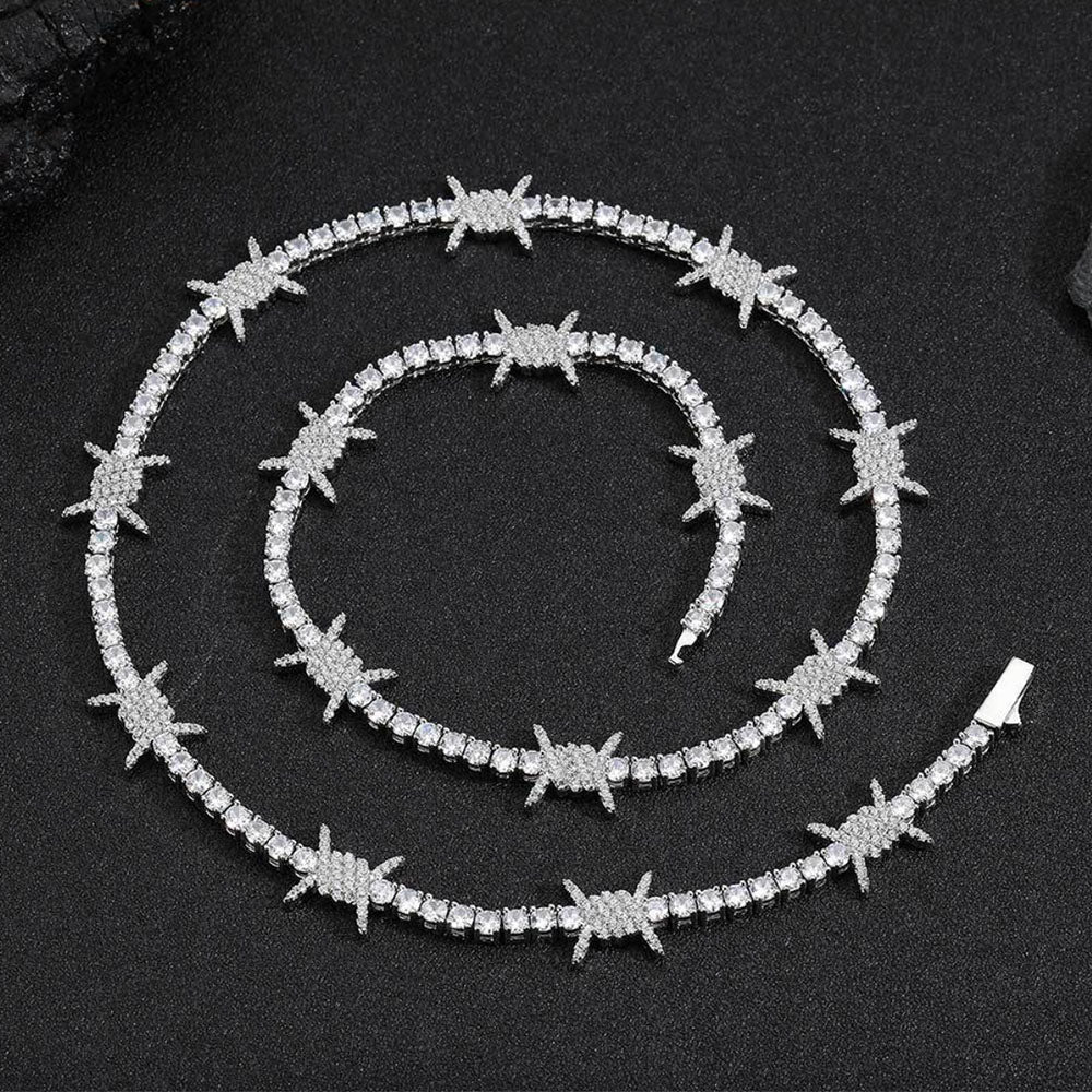 Men’s Iced Thorns Tennis Chain Necklace – CZ Pavé Hip Hop Chain