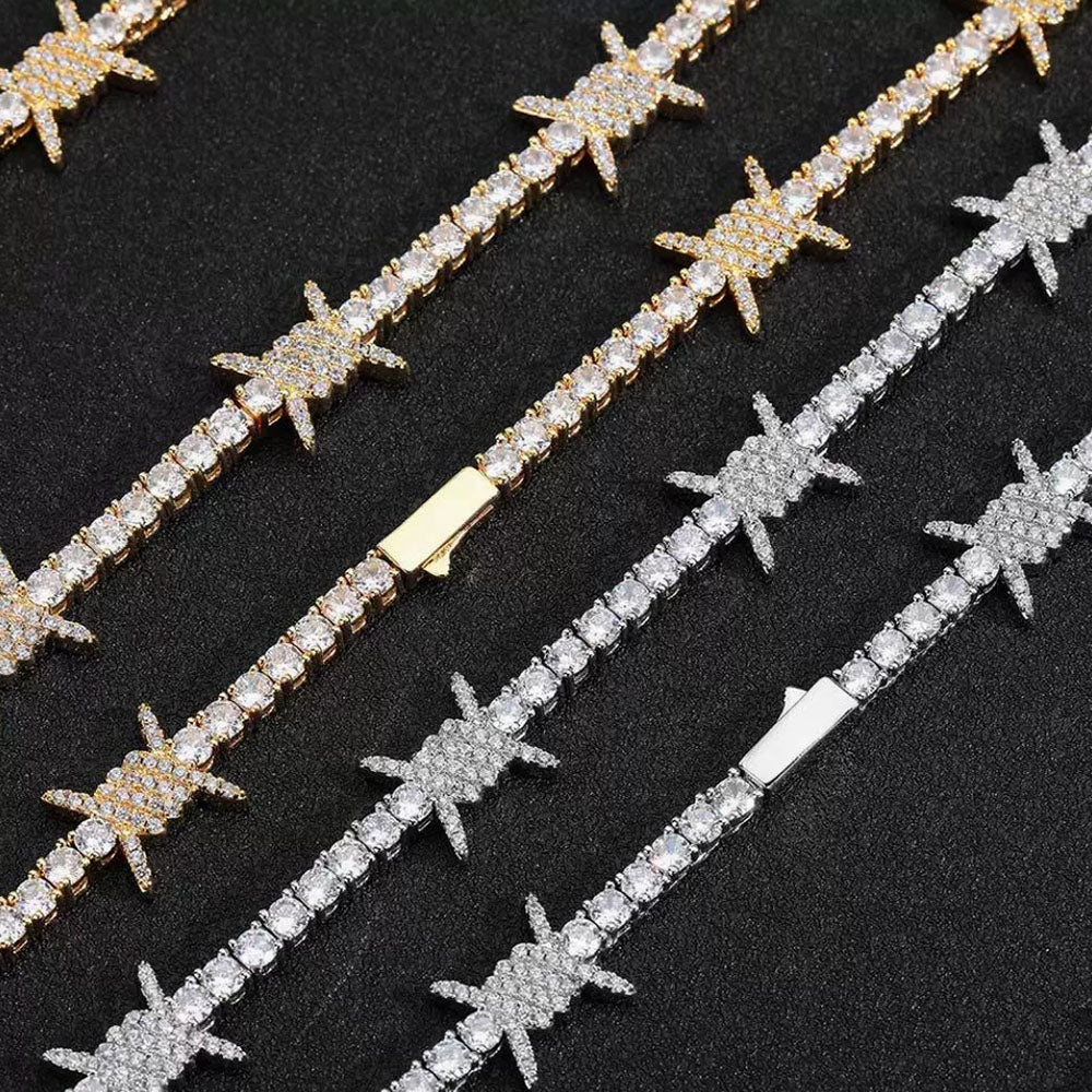 Men’s Iced Thorns Tennis Chain Necklace – CZ Pavé Hip Hop Chain