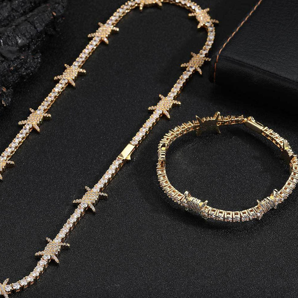Men’s Iced Thorns Tennis Chain Necklace – CZ Pavé Hip Hop Chain