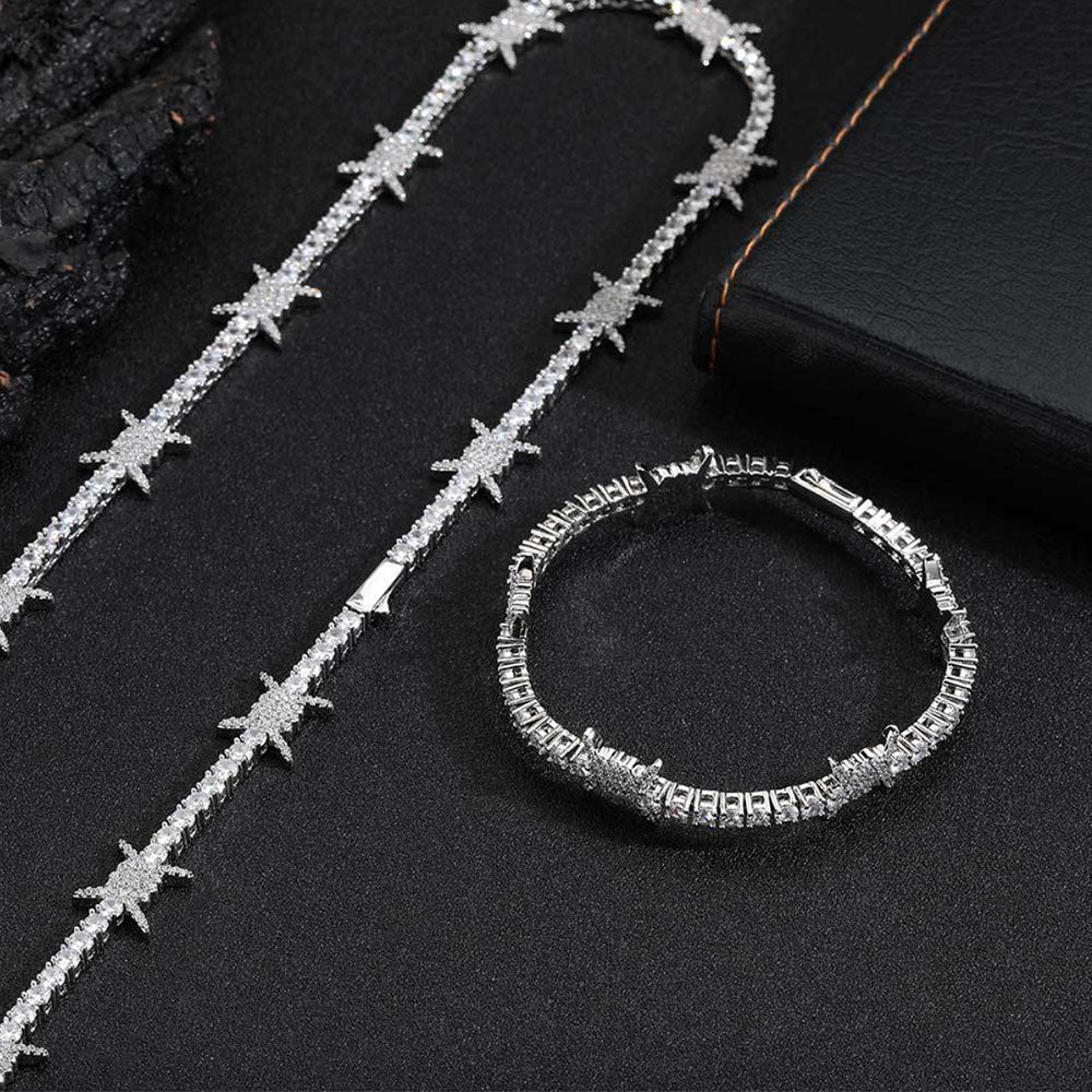 Men’s Iced Thorns Tennis Chain Necklace – CZ Pavé Hip Hop Chain