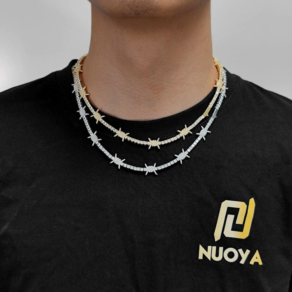 Men’s Iced Thorns Tennis Chain Necklace – CZ Pavé Hip Hop Chain