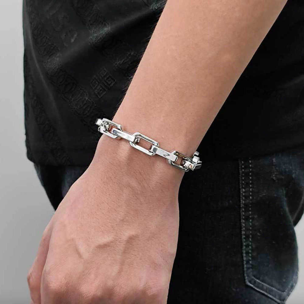 Men’s Rectangular Bar Link Bracelet – Bold Industrial Chain 9mm