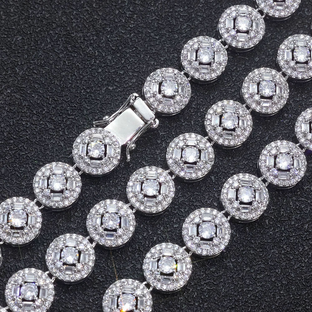 Men’s Round Cluster Tennis Bracelet – CZ Pavé Hip Hop Style