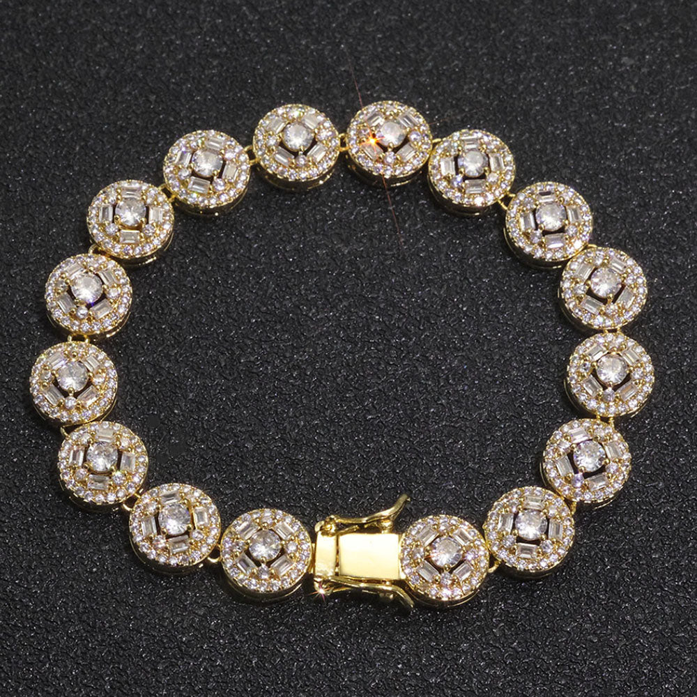 Men’s Round Cluster Tennis Bracelet – CZ Pavé Hip Hop Style