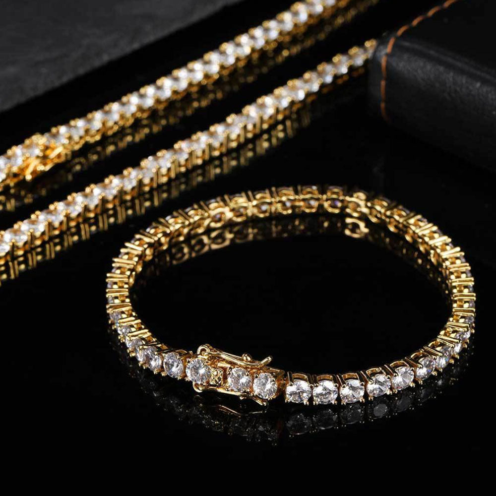 Men’s Round Cut Tennis Bracelet – Iced Out CZ Chain 6mm