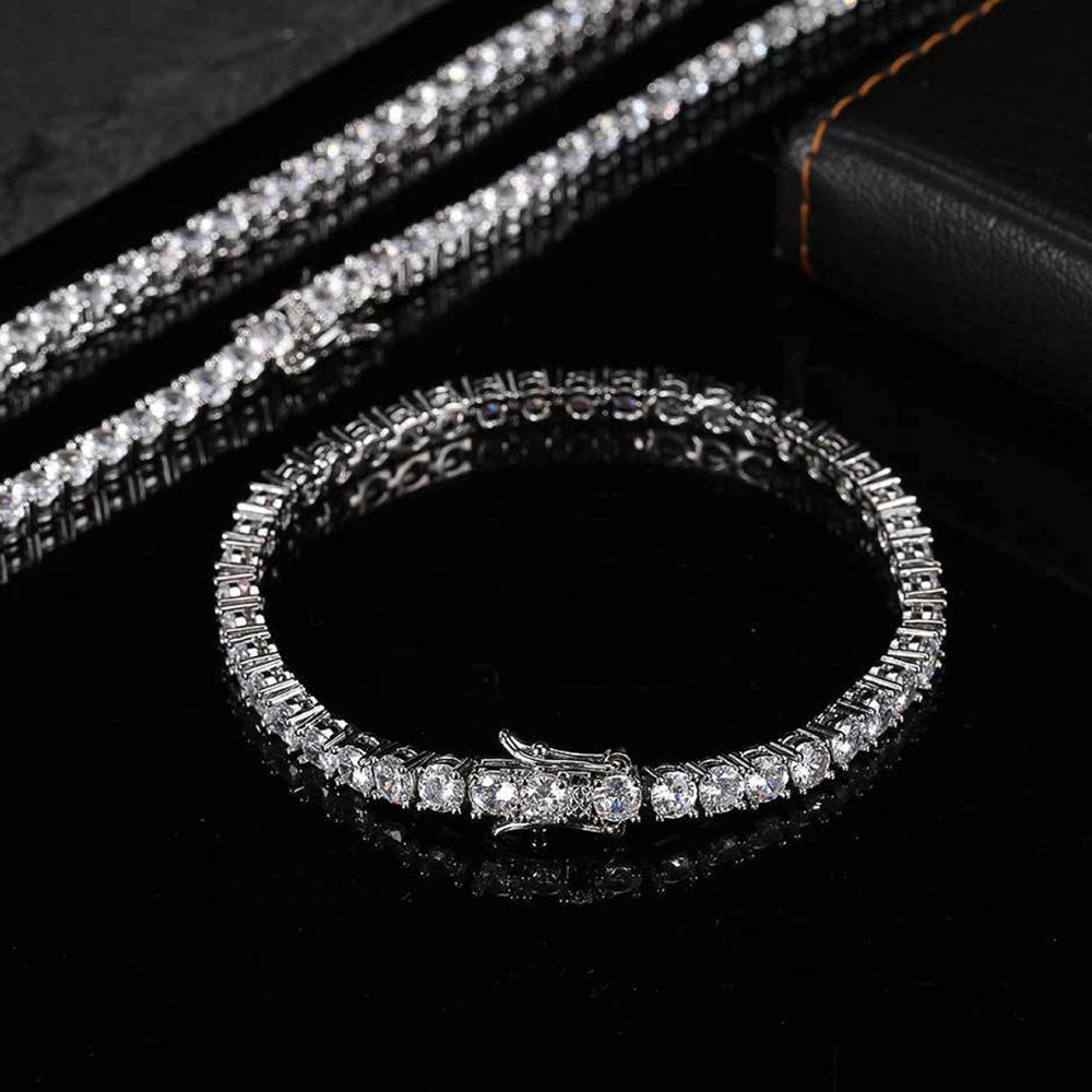 Men’s Round Cut Tennis Bracelet – Iced Out CZ Chain 6mm