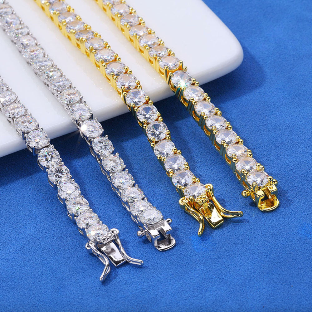 Men’s Round Cut Tennis Bracelet – Iced Out CZ Chain 6mm
