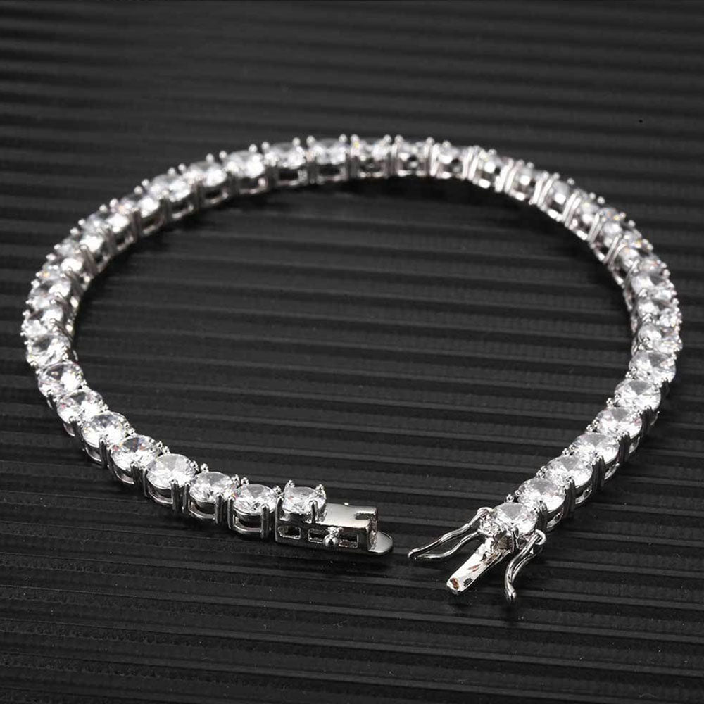 Men’s Round Cut Tennis Bracelet – Iced Out CZ Chain 6mm