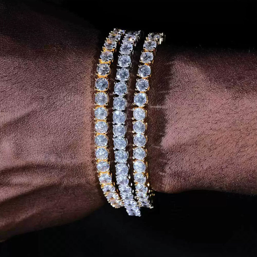 Men’s Round Cut Tennis Bracelet – Iced Out CZ Chain 6mm