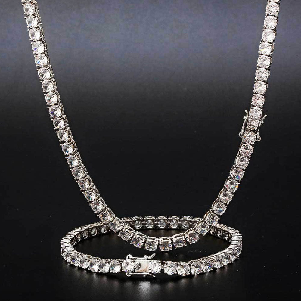 Men’s Round Cut Tennis Chain Necklace – Iced Out CZ 6mm