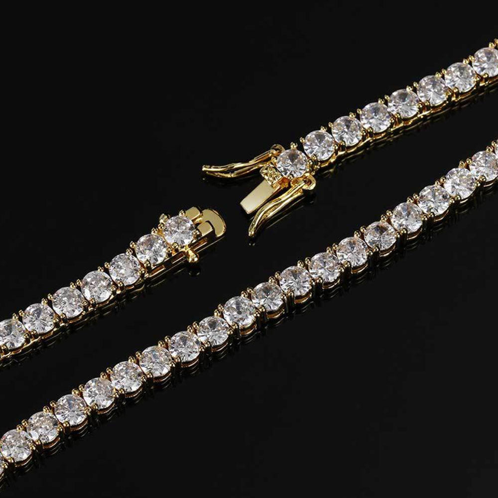 Men’s Round Cut Tennis Chain Necklace – Iced Out CZ 6mm
