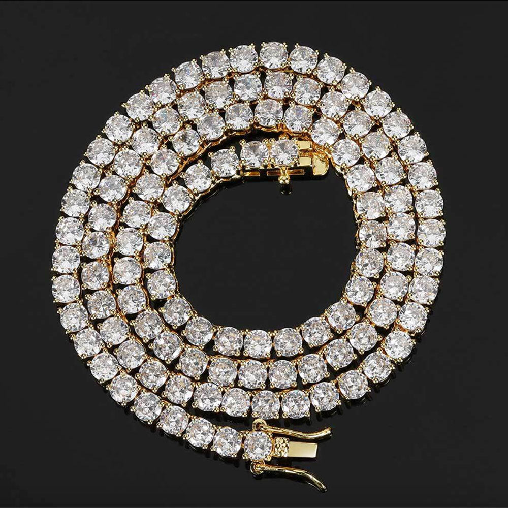 Men’s Round Cut Tennis Chain Necklace – Iced Out CZ 6mm