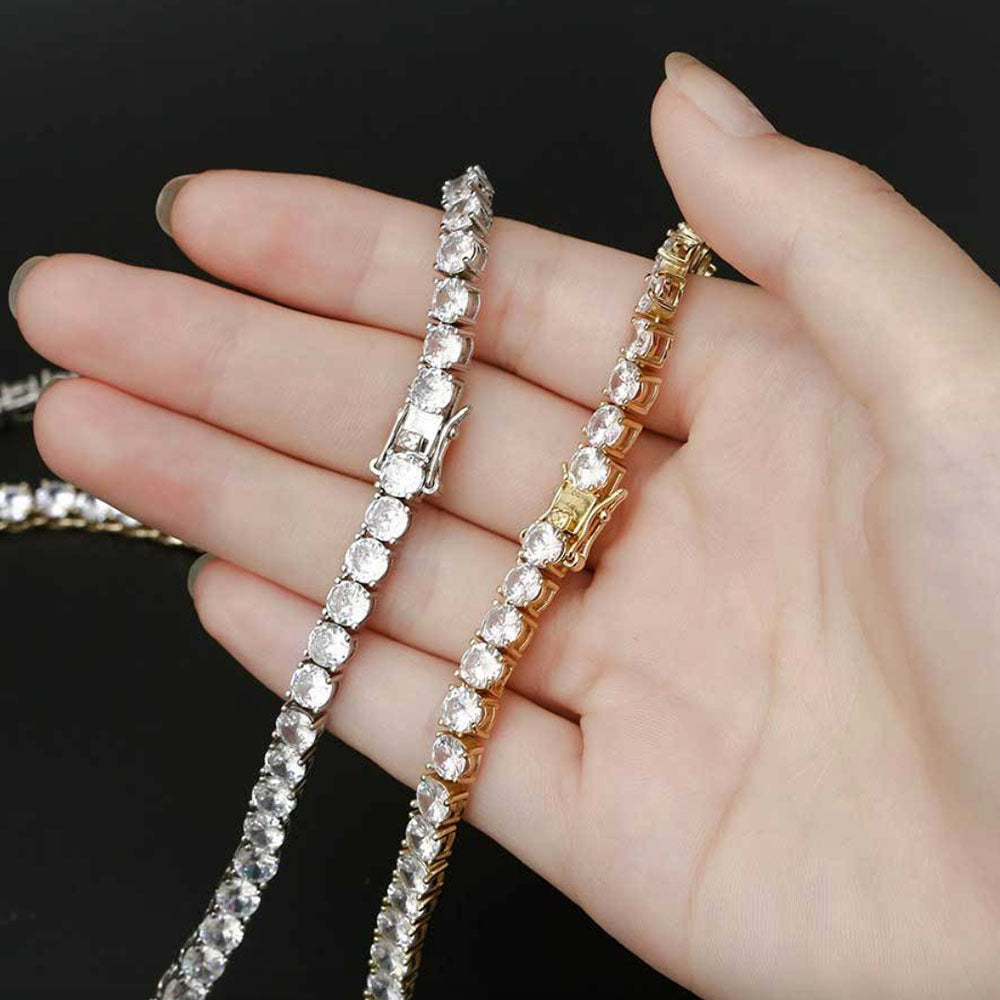Men’s Round Cut Tennis Chain Necklace – Iced Out CZ 6mm