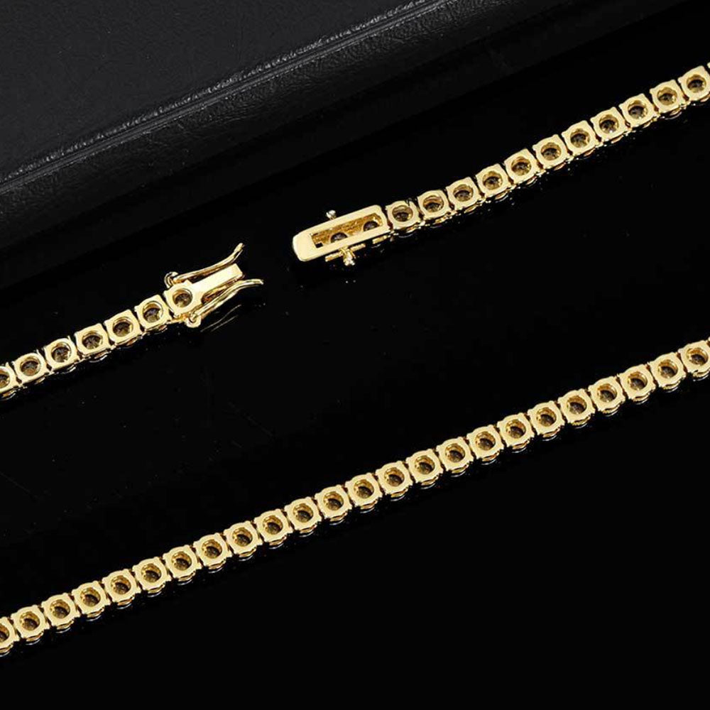 Men’s Round Cut Tennis Chain Necklace – Iced Out CZ 6mm