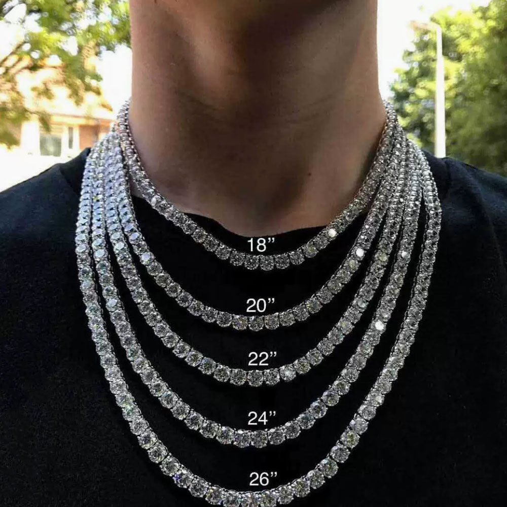 Men’s Round Cut Tennis Chain Necklace – Iced Out CZ 6mm