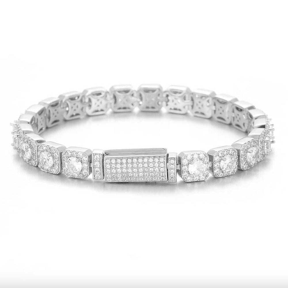 Men’s Square CZ Tennis Bracelet – Iced Out Hip Hop 7mm