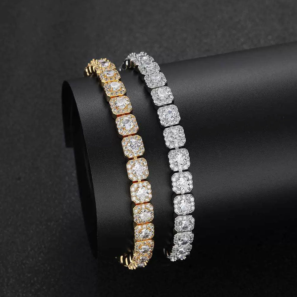 Men’s Square CZ Tennis Bracelet – Iced Out Hip Hop 7mm