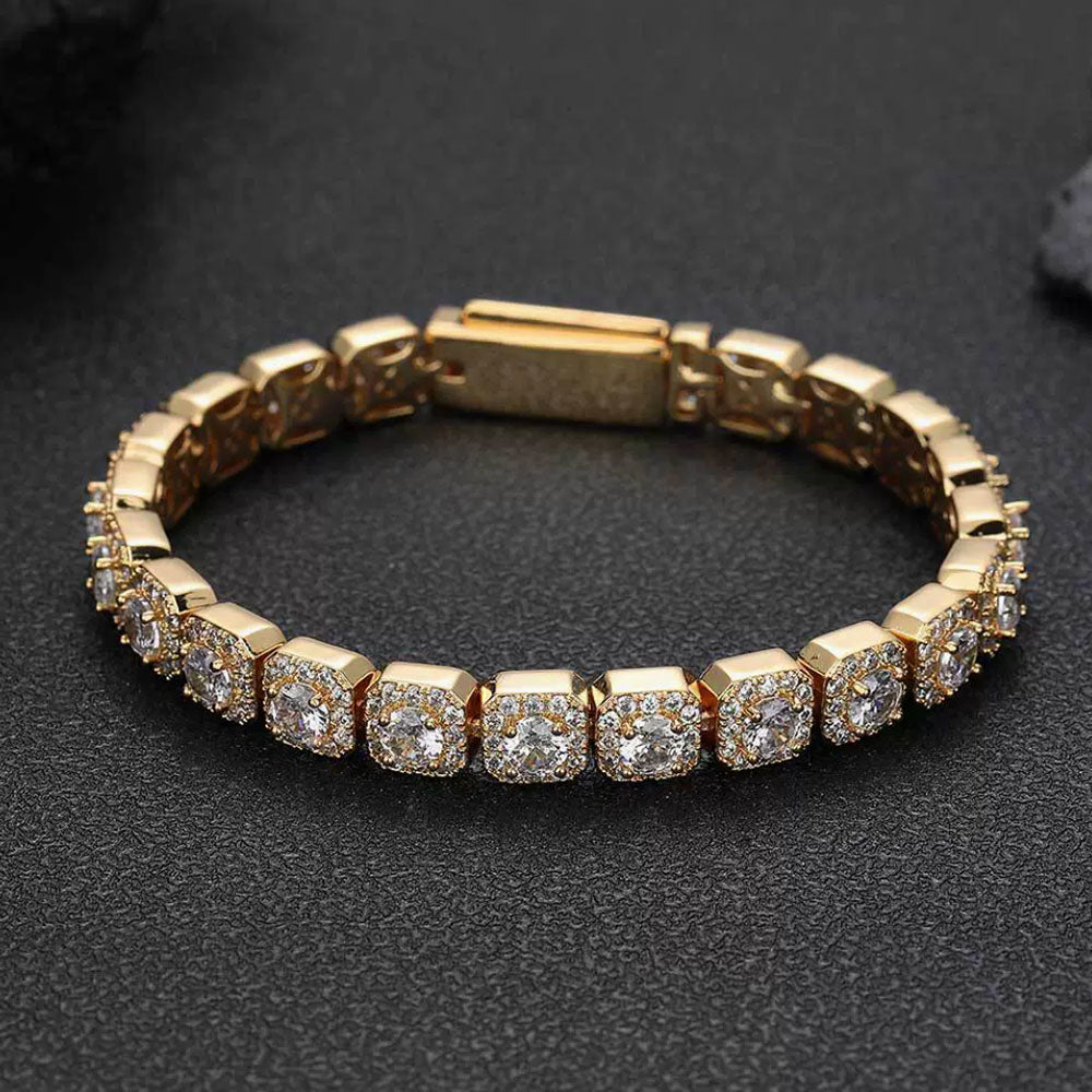 Men’s Square CZ Tennis Bracelet – Iced Out Hip Hop 7mm
