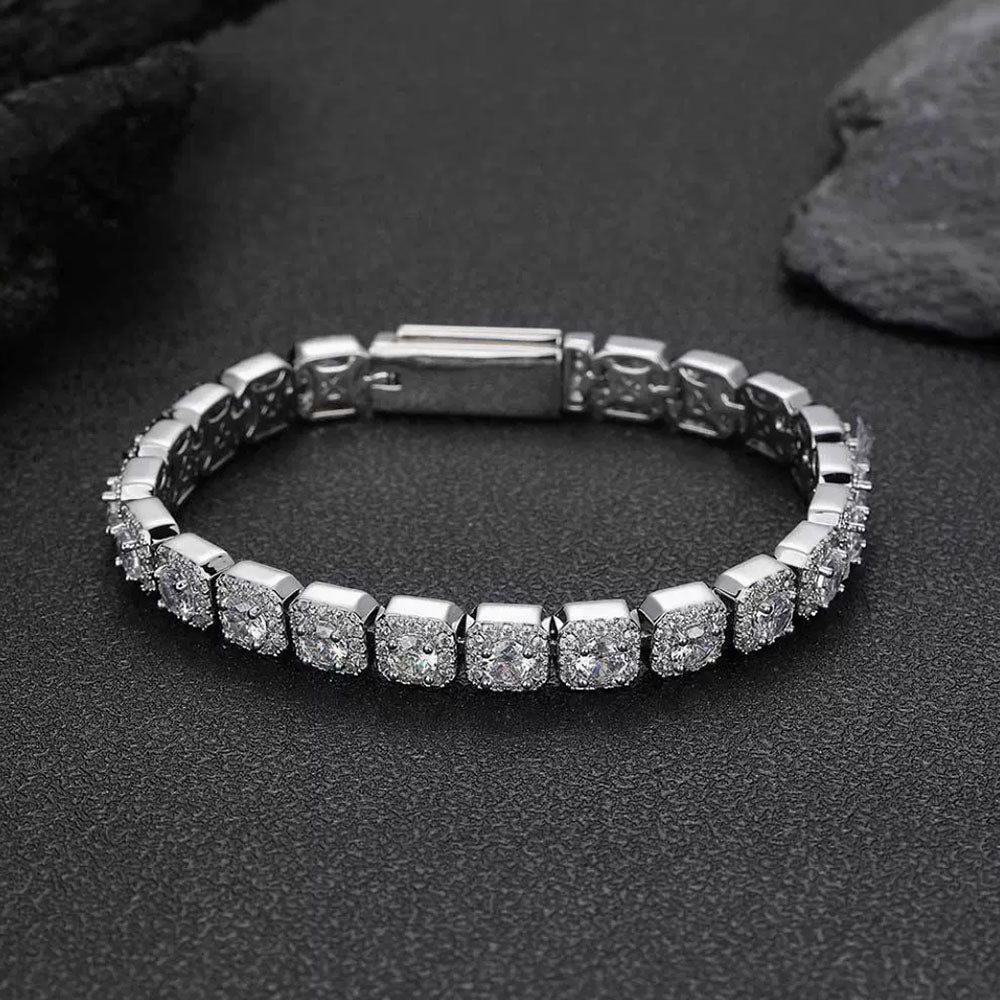 Men’s Square CZ Tennis Bracelet – Iced Out Hip Hop 7mm
