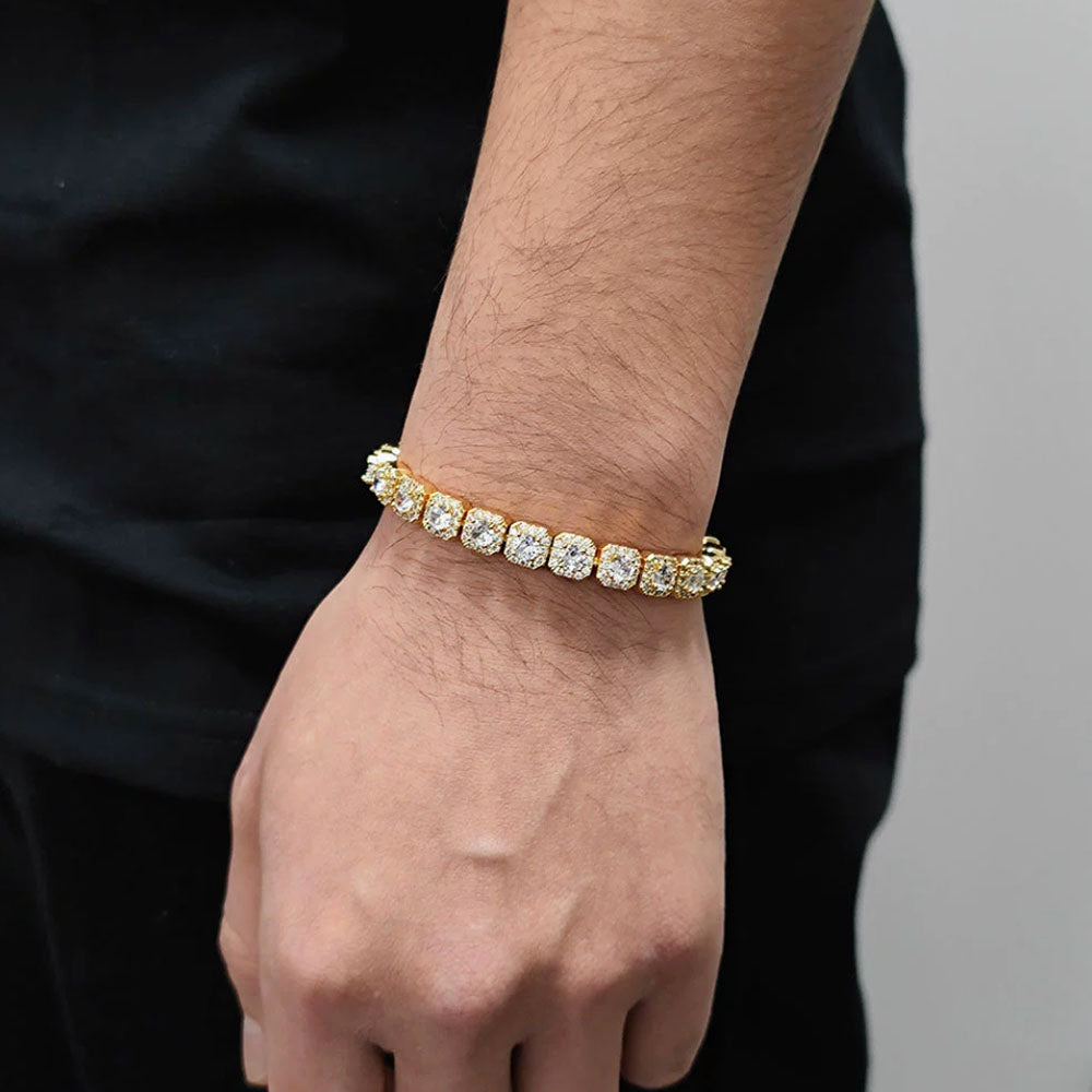 Men’s Square CZ Tennis Bracelet – Iced Out Hip Hop 7mm