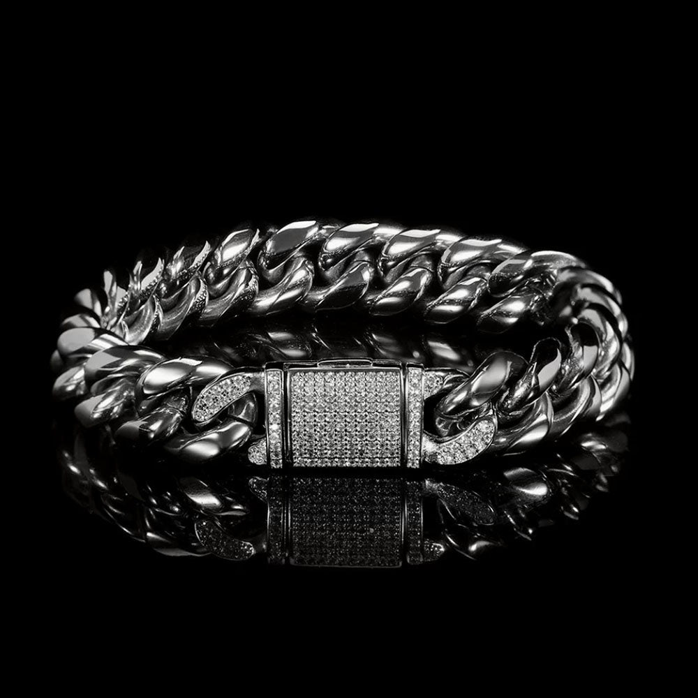 Men’s Stainless Steel Cuban Link Bracelet | Hip Hop CZ Pavé Clasp