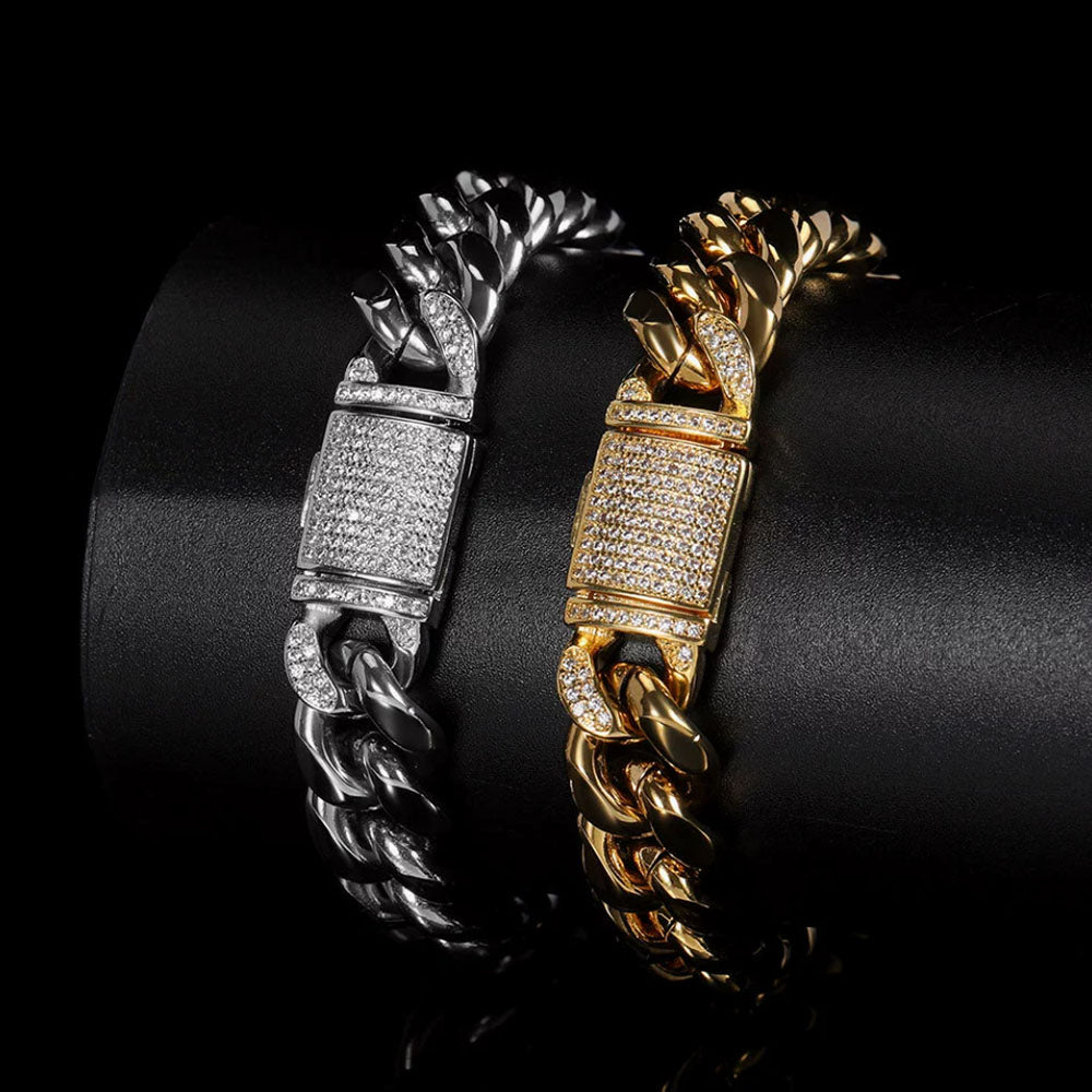 Men’s Stainless Steel Cuban Link Bracelet | Hip Hop CZ Pavé Clasp