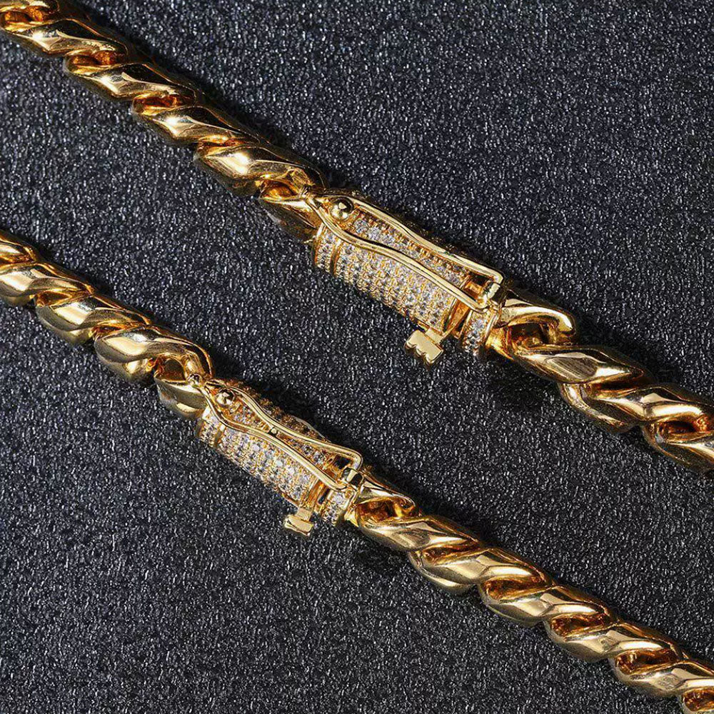 Men’s Stainless Steel Cuban Link Bracelet | CZ-Inlaid Clasp 6mm-18mm