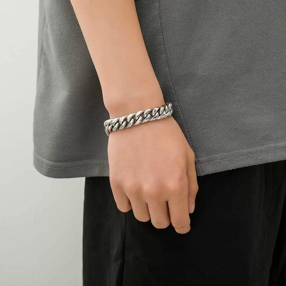 Men’s Stainless Steel Cuban Link Bracelet | Hip Hop CZ Pavé Clasp