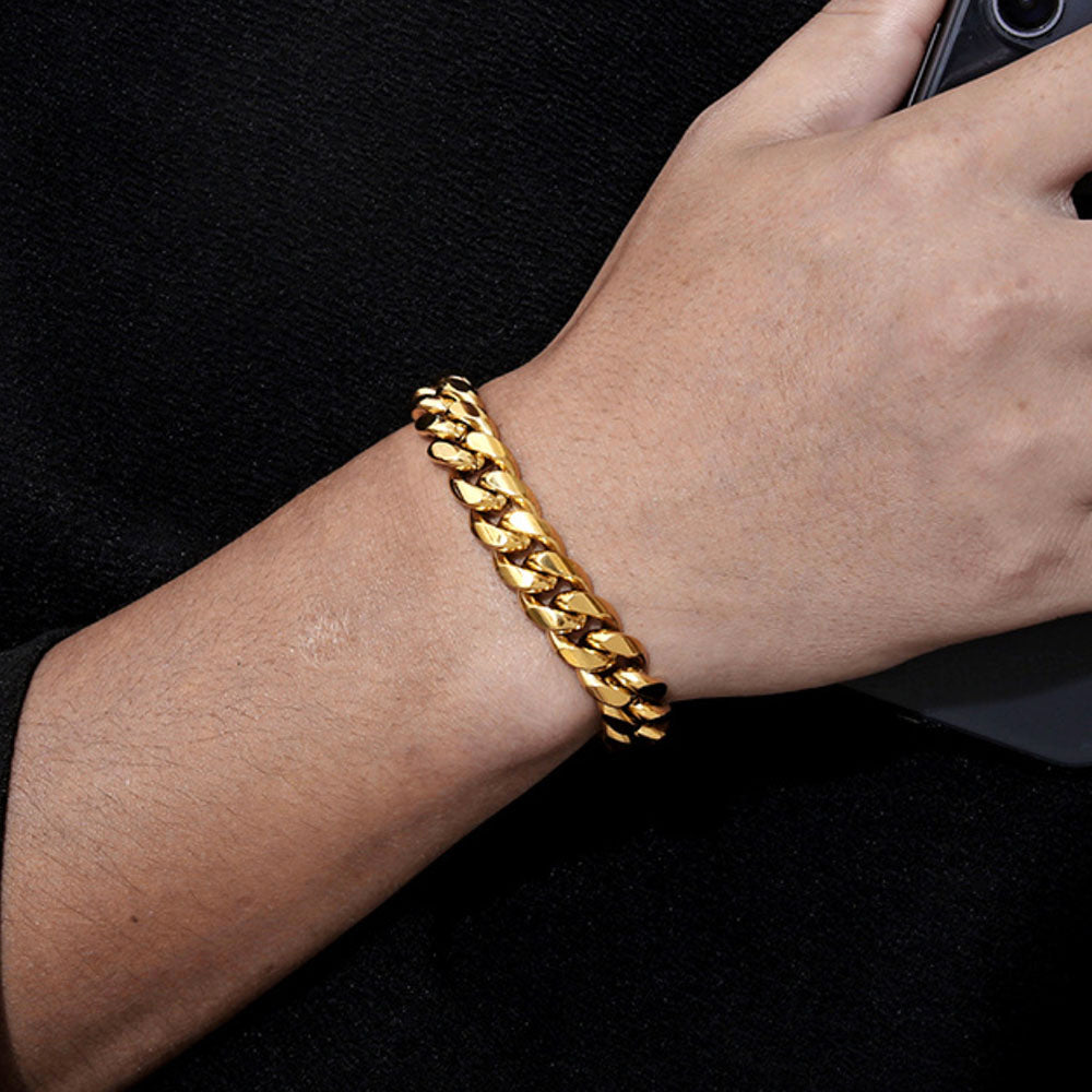 Men’s Stainless Steel Cuban Link Bracelet | Hip Hop CZ Pavé Clasp
