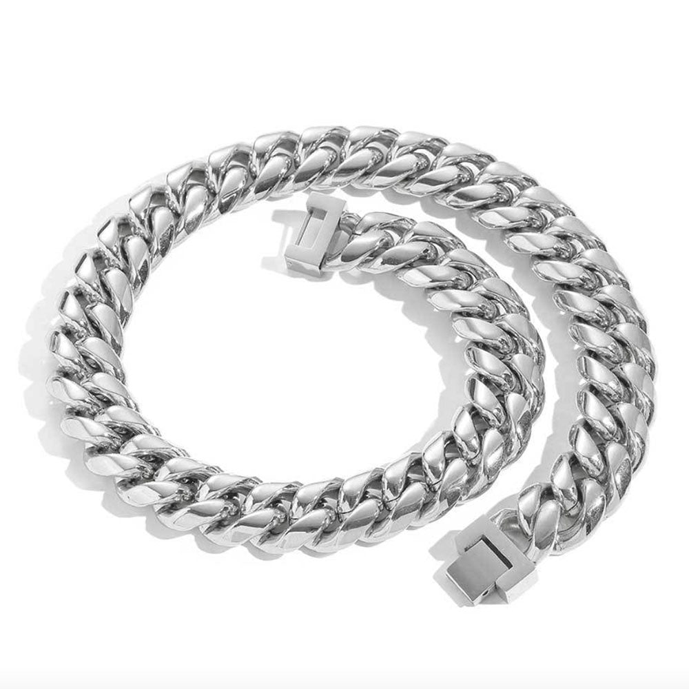 Men’s Stainless Steel Cuban Link Chain - Fold Over Clasp 8mm-18mm