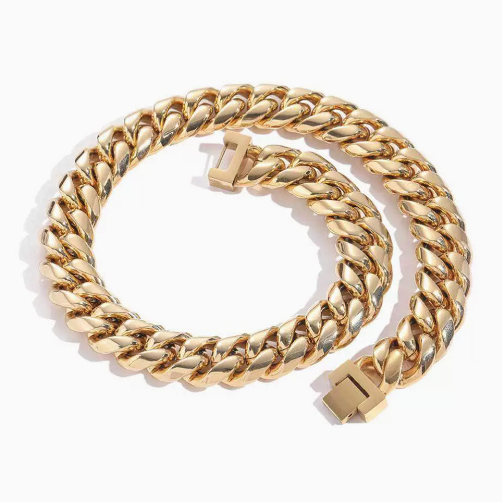 Men’s Stainless Steel Cuban Link Chain - Fold Over Clasp 8mm-18mm
