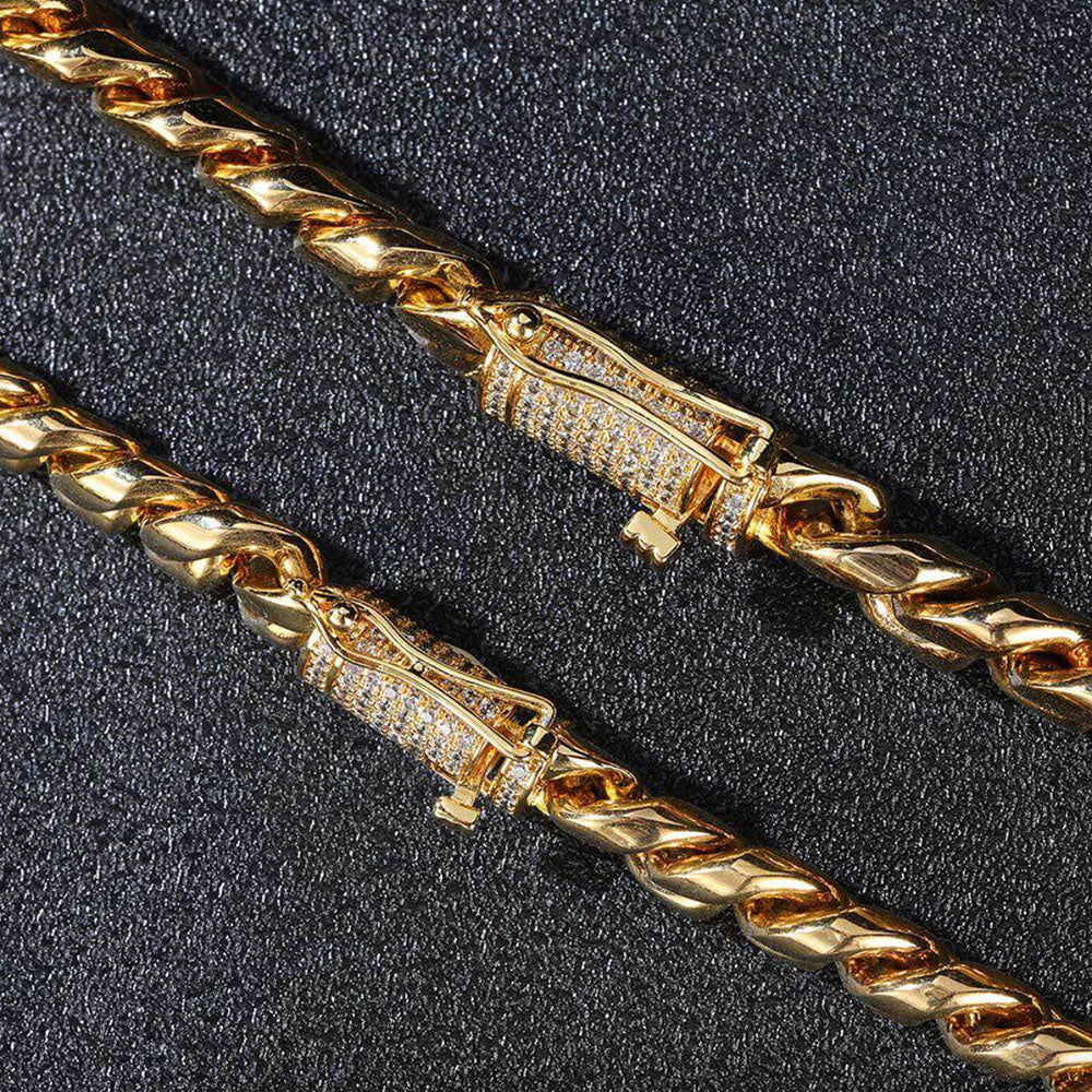 Men’s Stainless Steel Cuban Link Chain | CZ-Inlaid Clasp 6mm-18mm