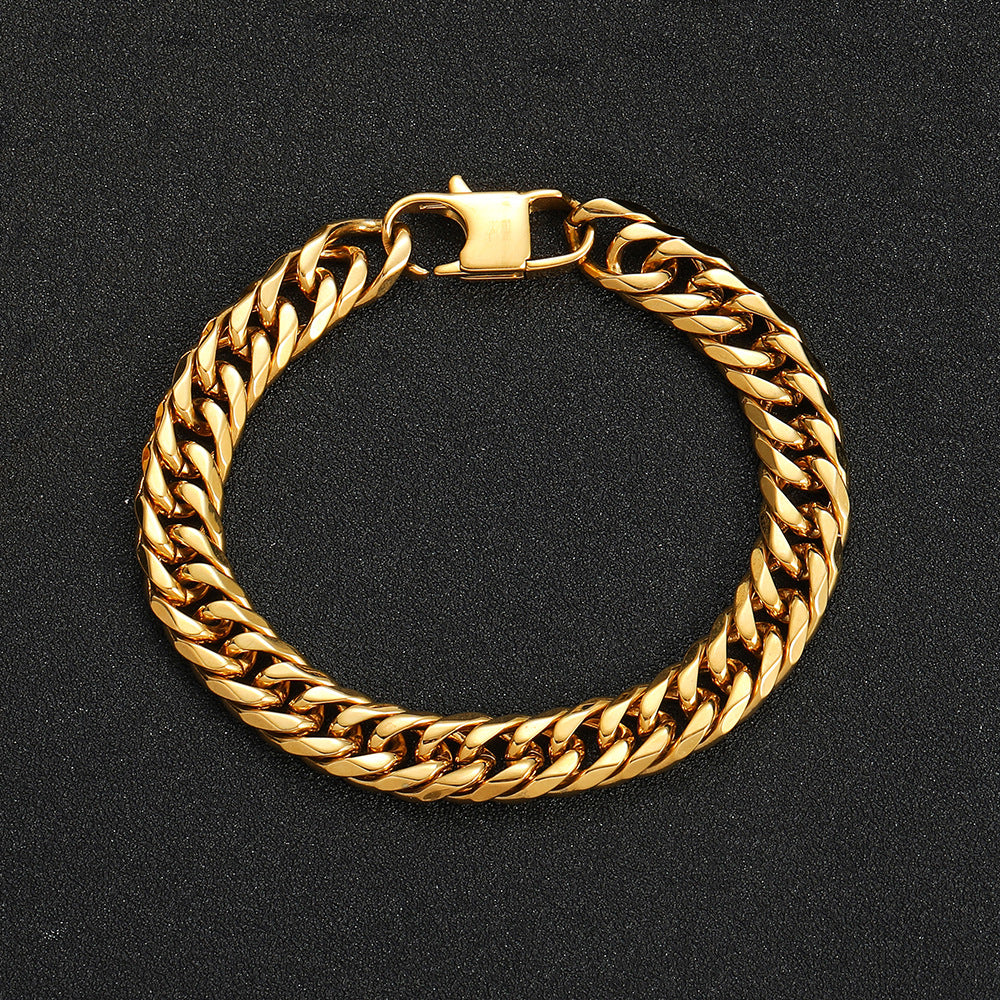Men’s Stainless Steel Double Cuban Link Bracelet 7mm-9mm