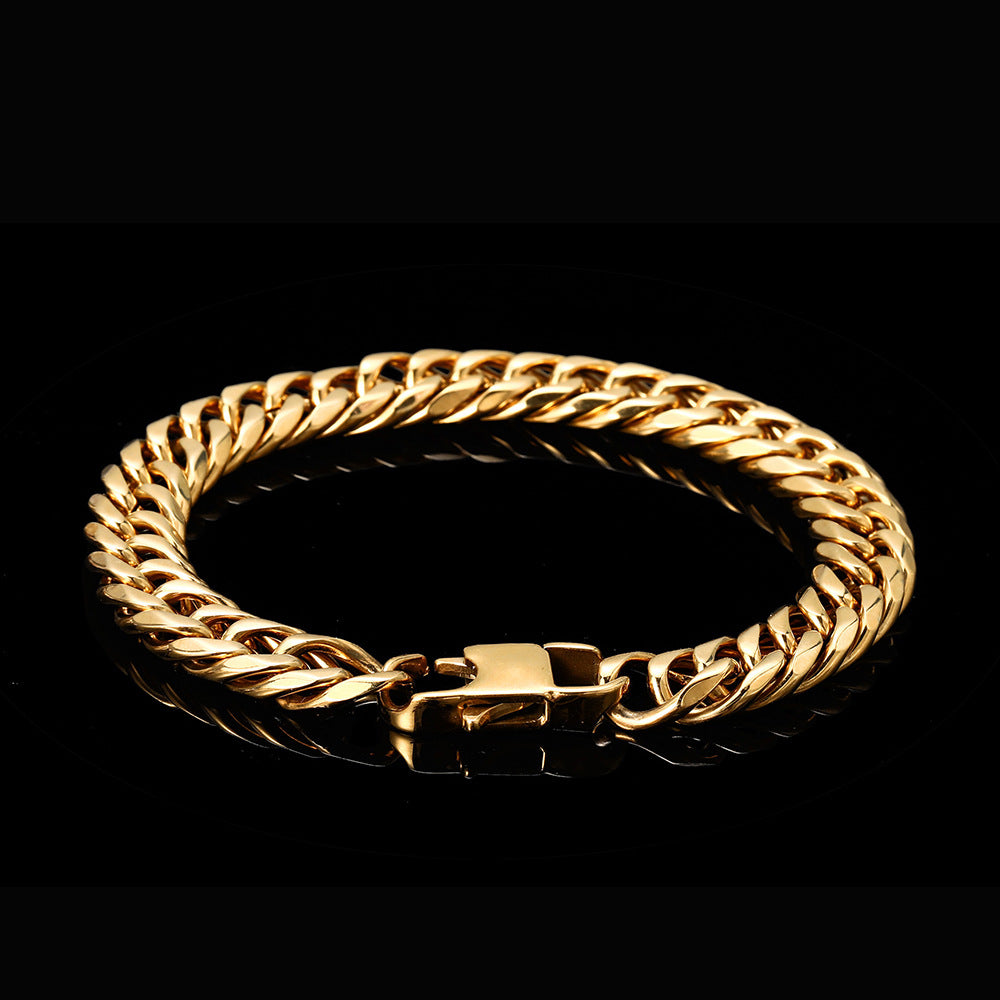 Men’s Stainless Steel Double Cuban Link Bracelet 7mm-9mm