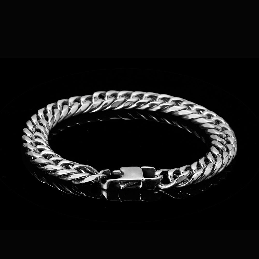 Men’s Stainless Steel Double Cuban Link Bracelet 7mm-9mm