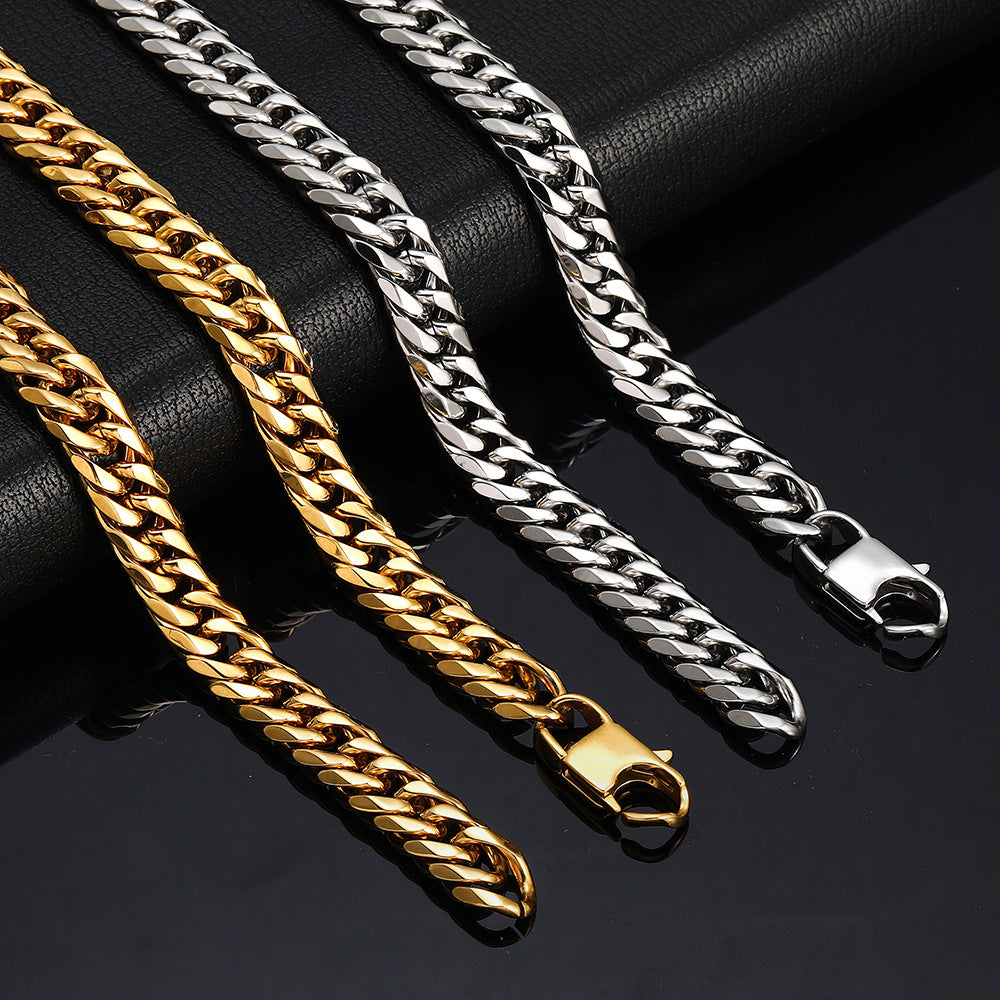 Men’s Stainless Steel Double Cuban Link Bracelet 7mm-9mm