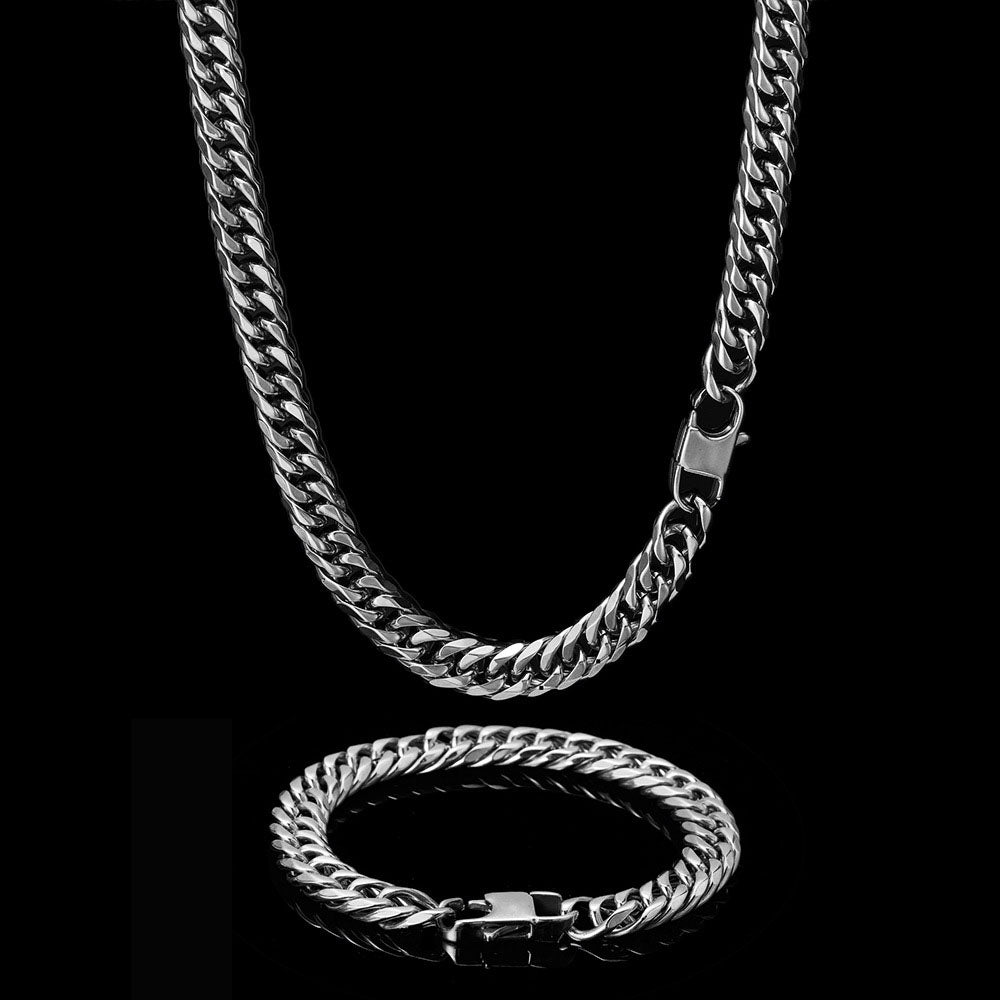 Men’s Stainless Steel Double Cuban Link Chain 7mm-9mm