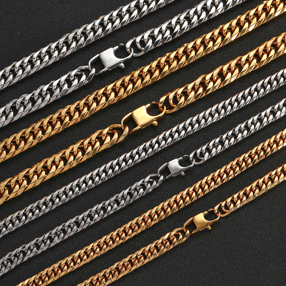 Men’s Stainless Steel Double Cuban Link Chain 7mm-9mm