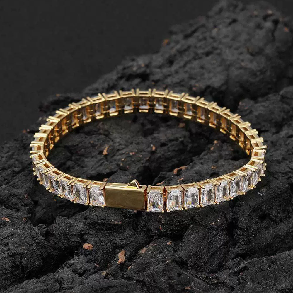 Rectangle Zirconia Tennis Bracelet for Men – Full Iced Out Hip Hop Style