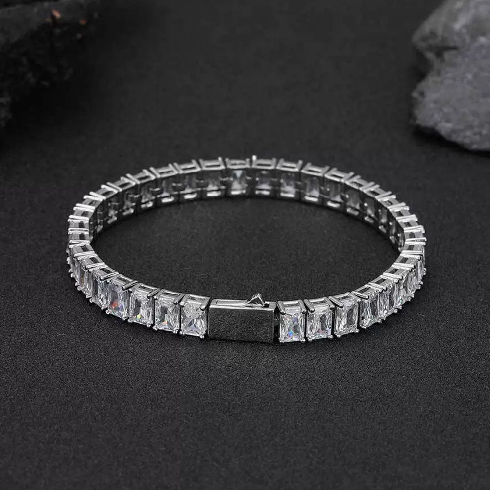 Rectangle Zirconia Tennis Bracelet for Men – Full Iced Out Hip Hop Style