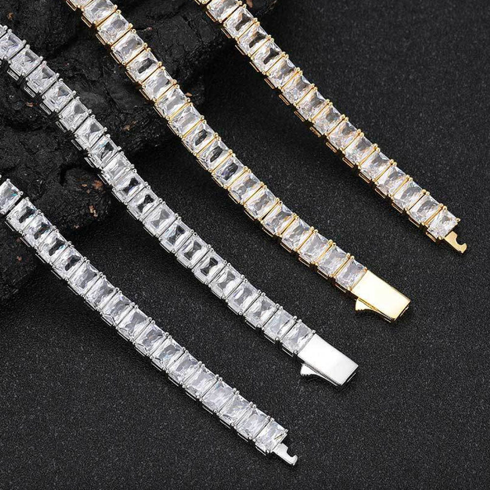 Rectangle Zirconia Tennis Bracelet for Men – Full Iced Out Hip Hop Style