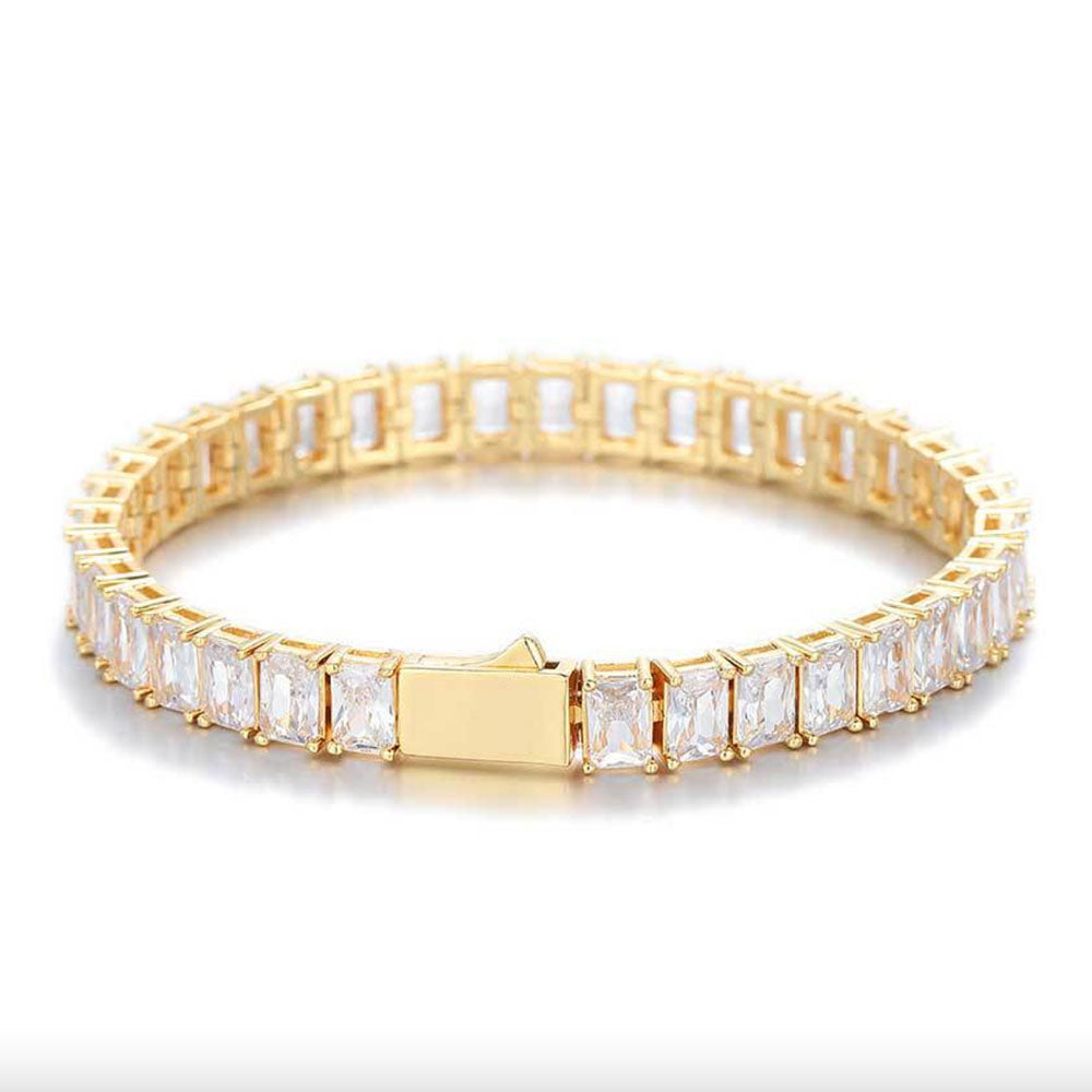 Rectangle Zirconia Tennis Bracelet for Men – Full Iced Out Hip Hop Style