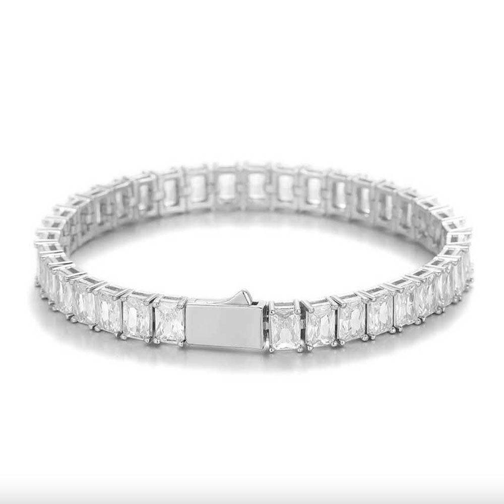 Rectangle Zirconia Tennis Bracelet for Men – Full Iced Out Hip Hop Style
