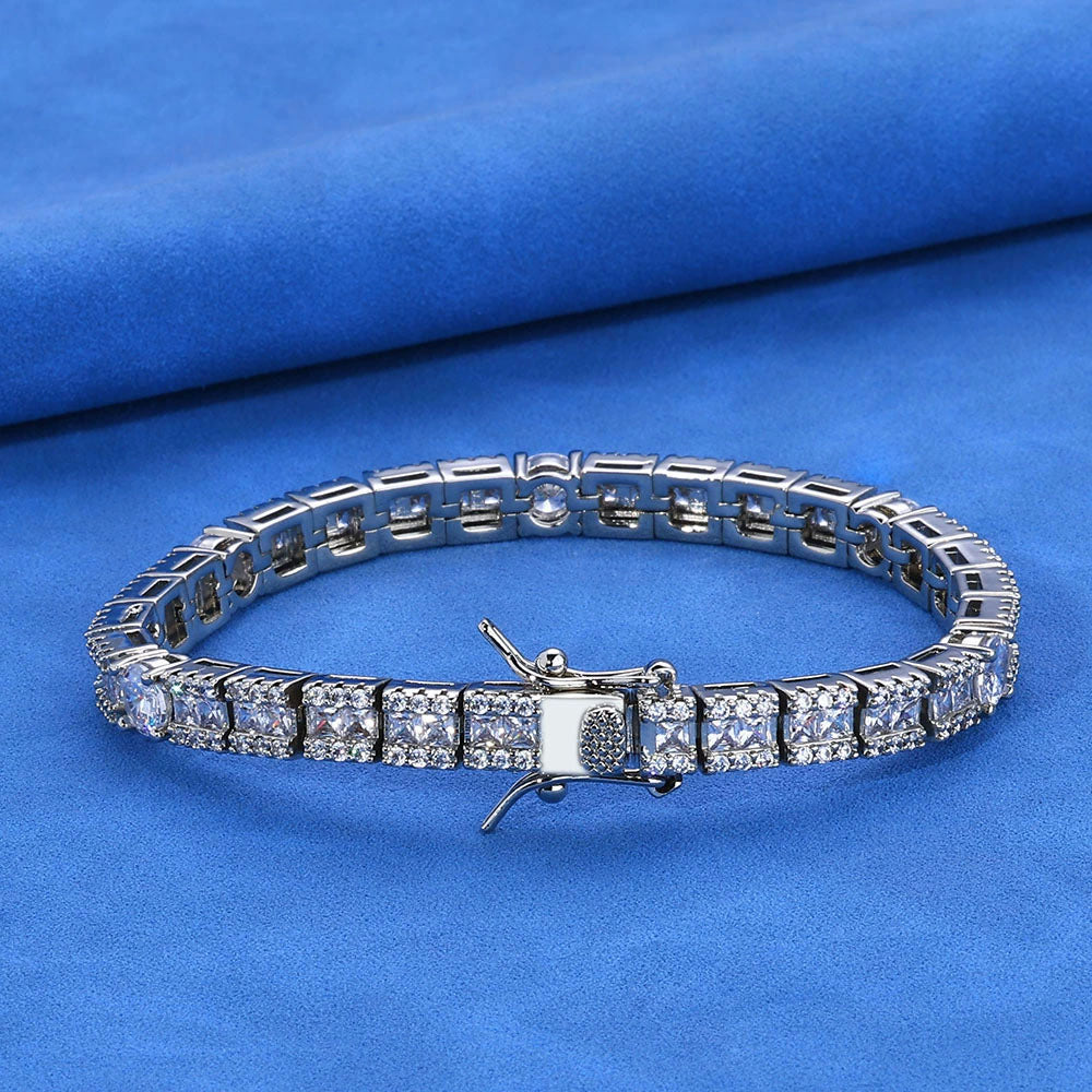 Round & Square CZ Tennis Bracelet for Men – Iced Hip Hop Style 6mm