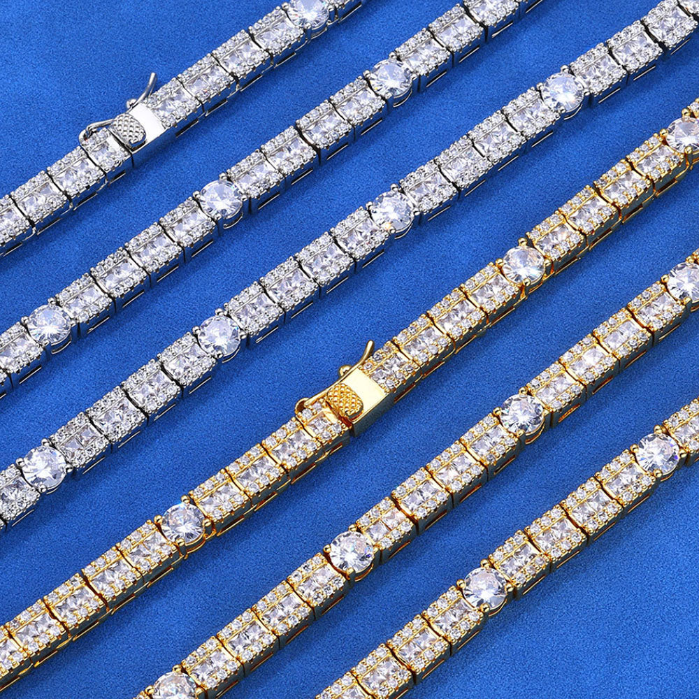 Round & Square CZ Tennis Bracelet for Men – Iced Hip Hop Style 6mm